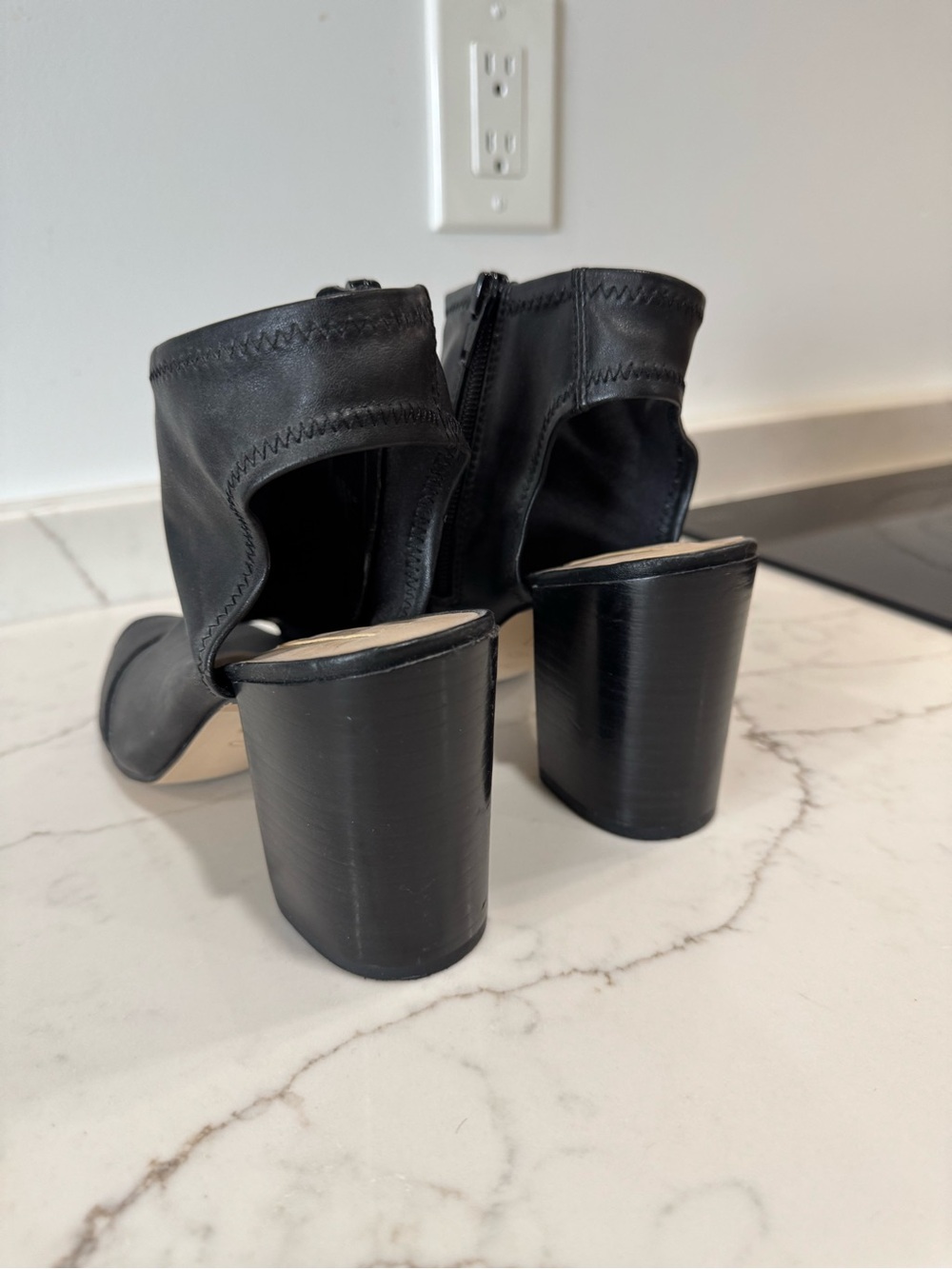 Aldo Black Peep-Toe Block Heel Ankle Bootie - Picture 3 of 4